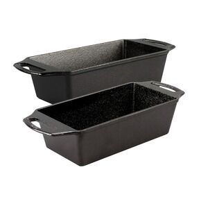 Lodge Cast Iron Loaf Pan Lot of 2 Rectangle Bakeware Baking Broiler Durable NEW